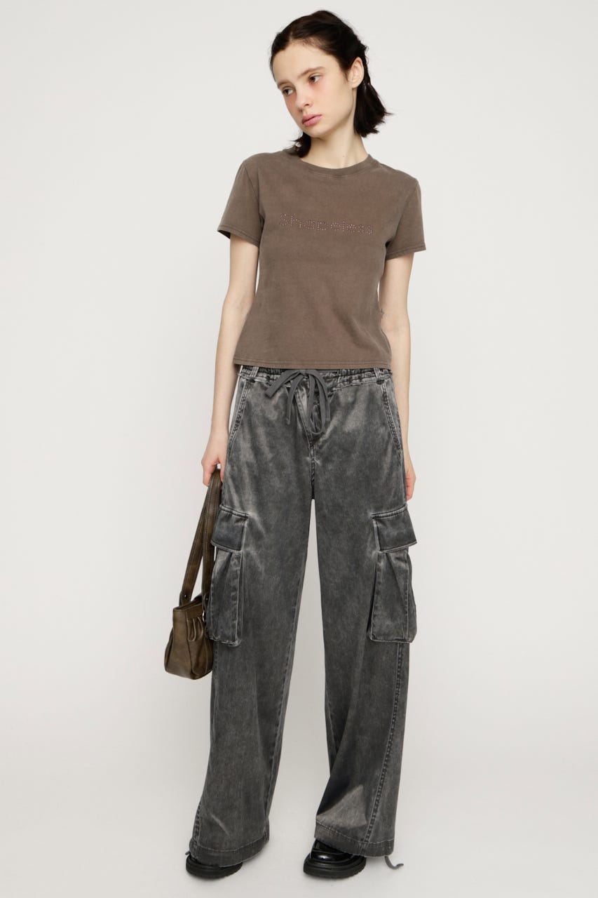 WASHED SATIN CARGO パンツ L/BLK 1