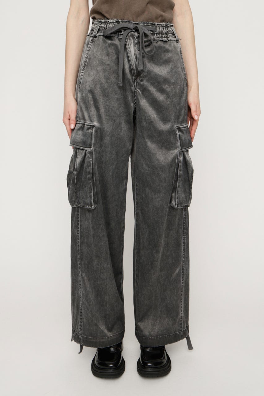 WASHED SATIN CARGO パンツ L/BLK 1