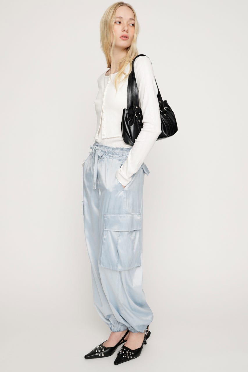 WASHED SATIN CARGO パンツ L/BLU 2