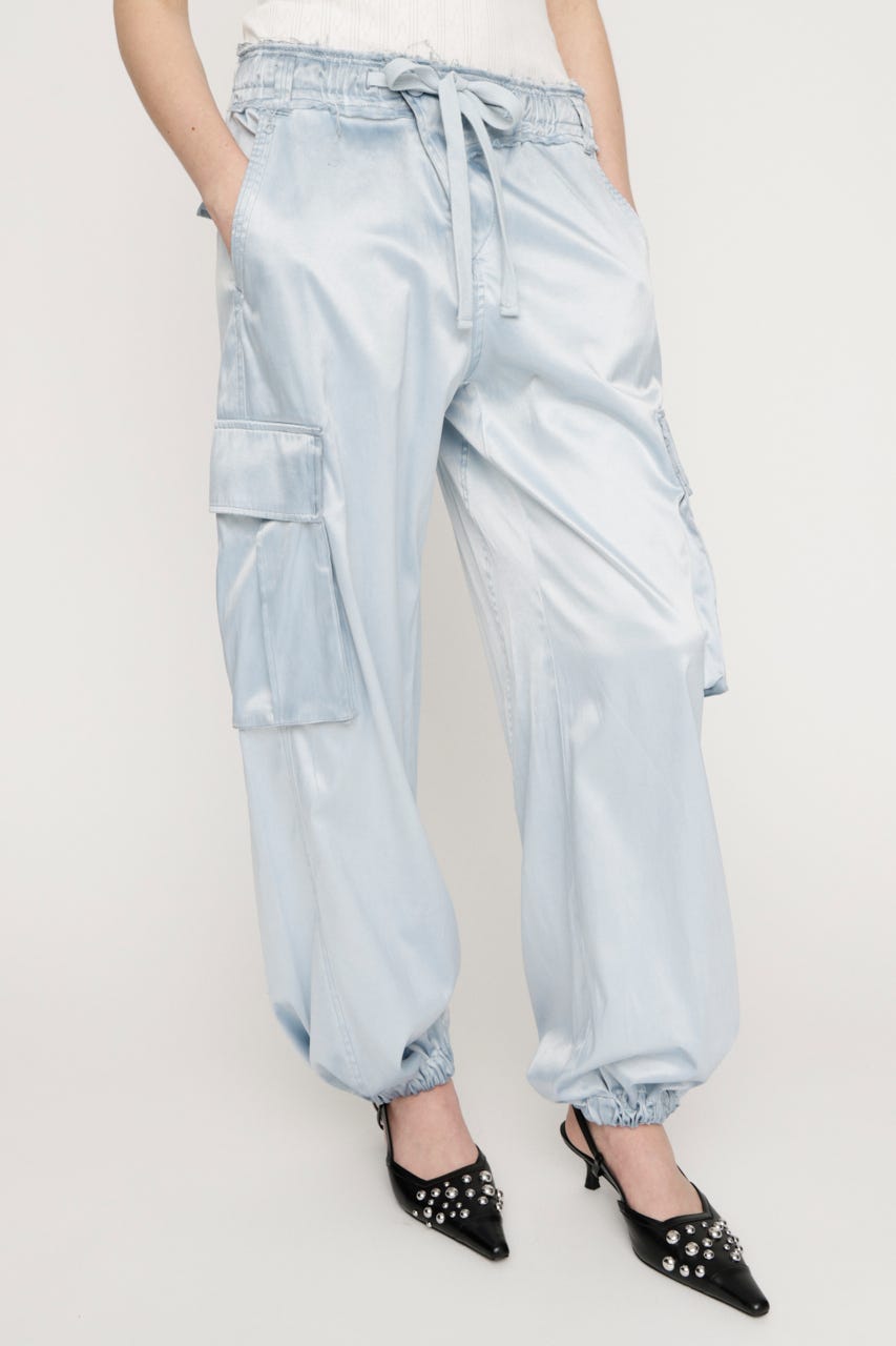 WASHED SATIN CARGO パンツ L/BLU 2