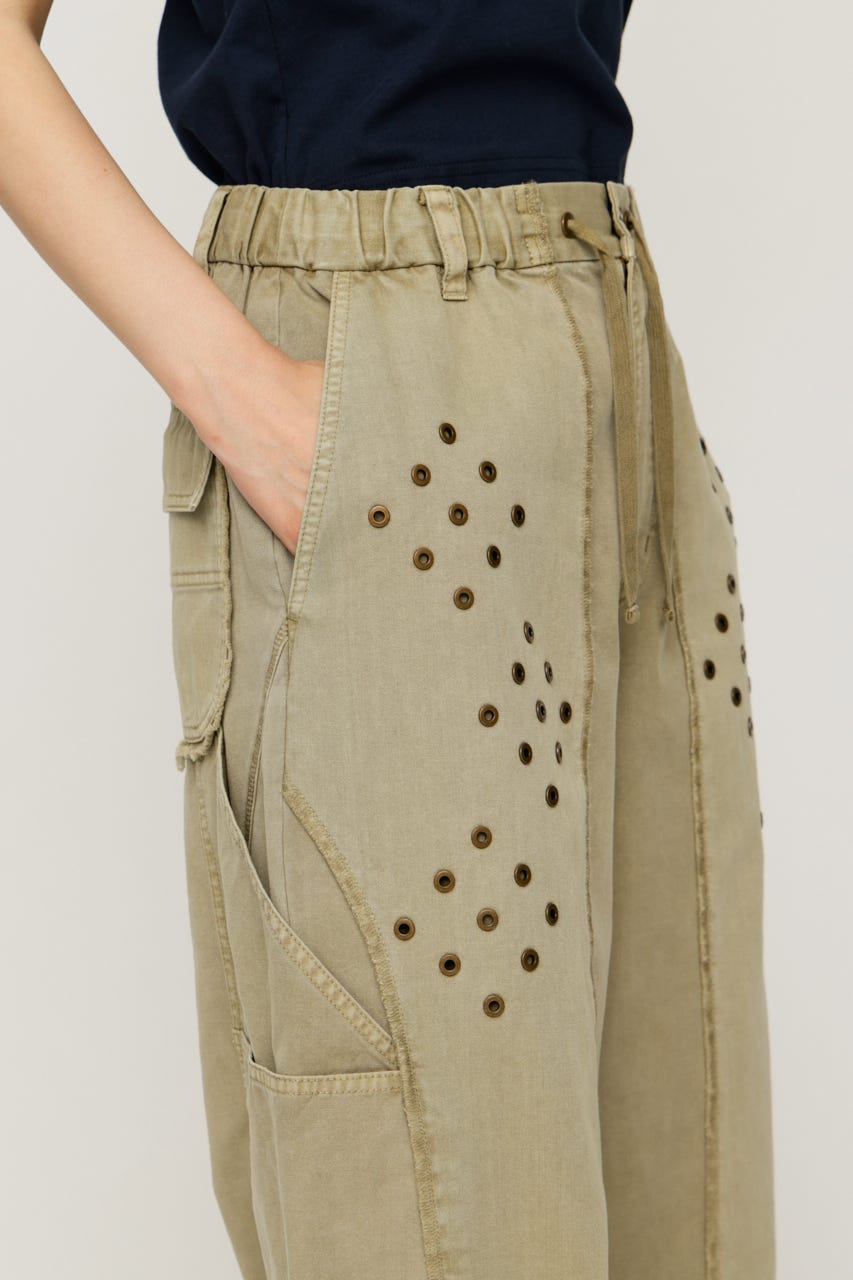 【1BUY5％OFF】EYELET RECONSTRUCTED パンツ BEG FREE