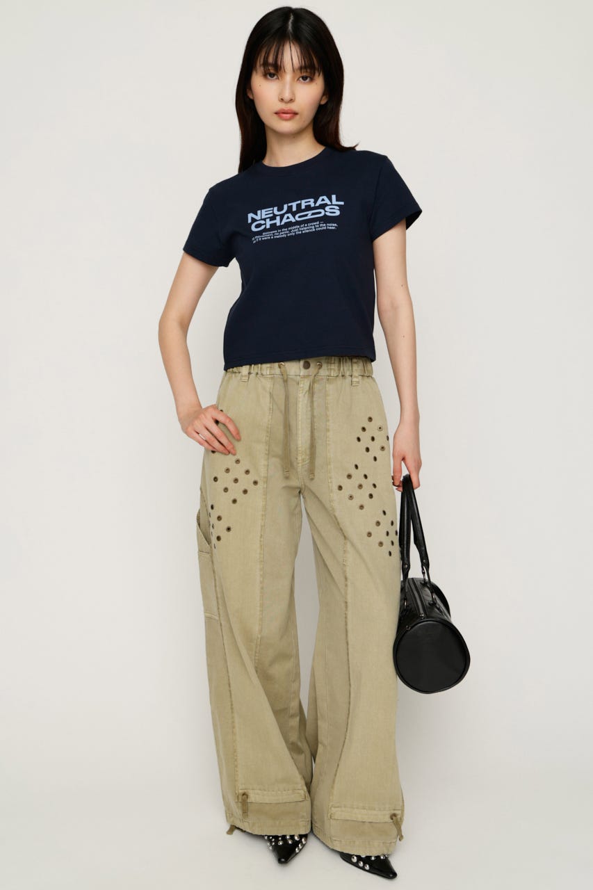 【1BUY5％OFF】EYELET RECONSTRUCTED パンツ BEG FREE
