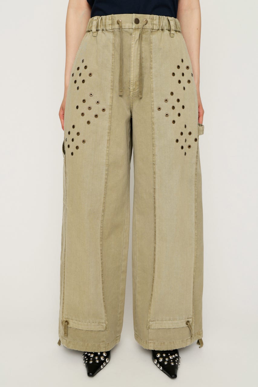 【1BUY5％OFF】EYELET RECONSTRUCTED パンツ BEG FREE