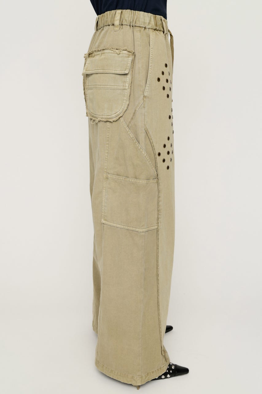 【1BUY5％OFF】EYELET RECONSTRUCTED パンツ BEG FREE