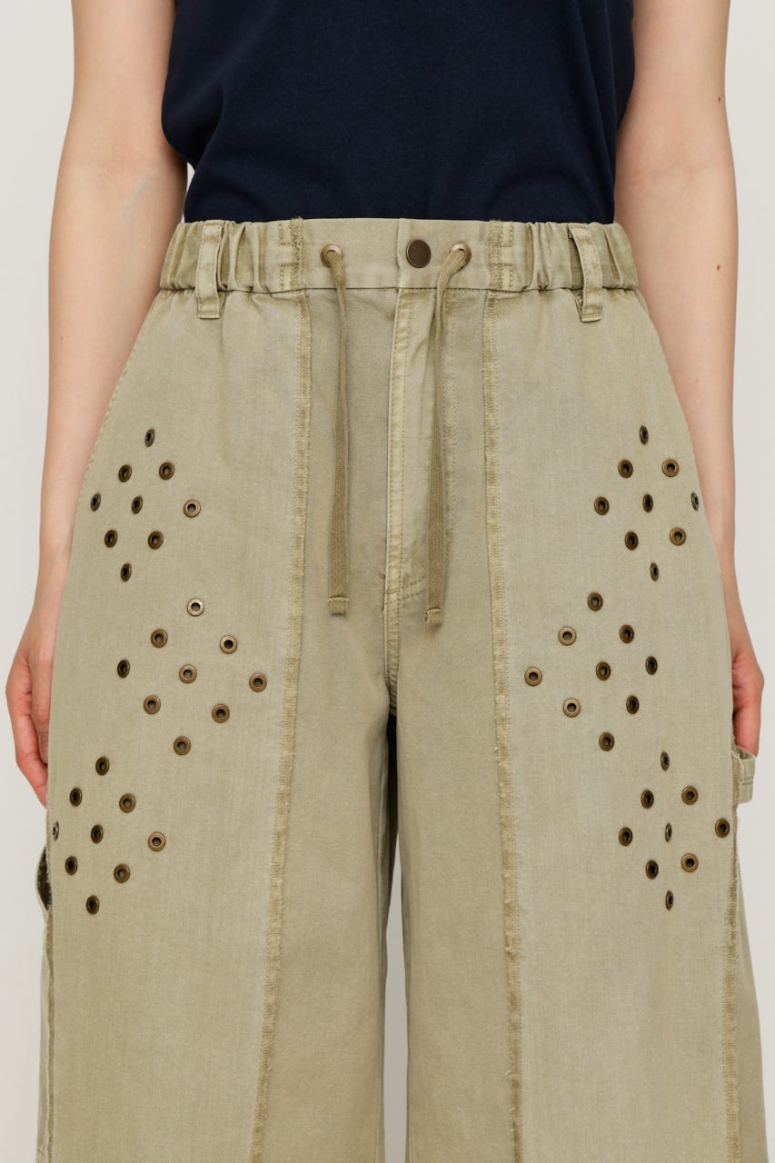 【1BUY5％OFF】EYELET RECONSTRUCTED パンツ BEG FREE