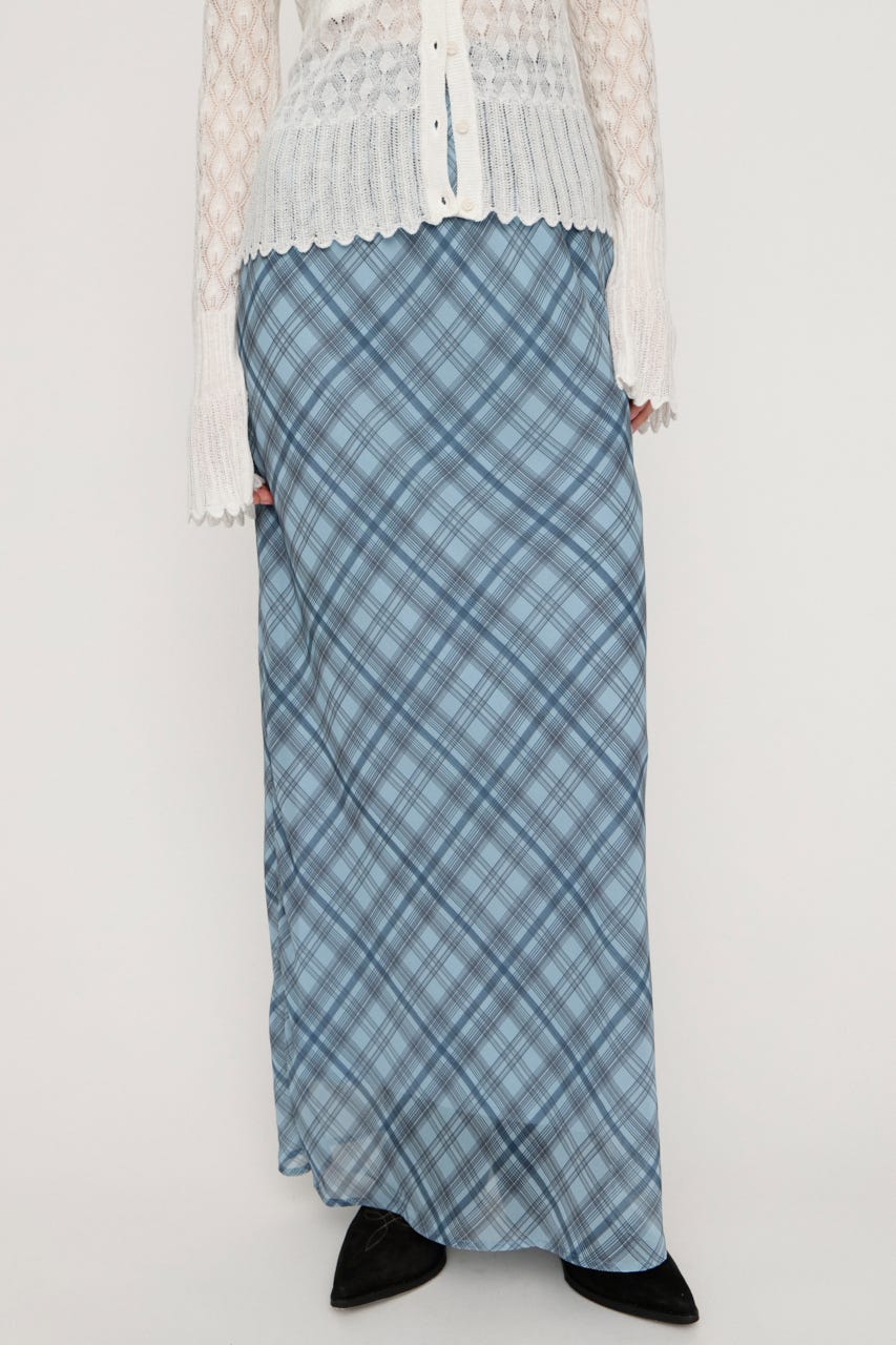 SHEER CHECK スカート M/BLU 1