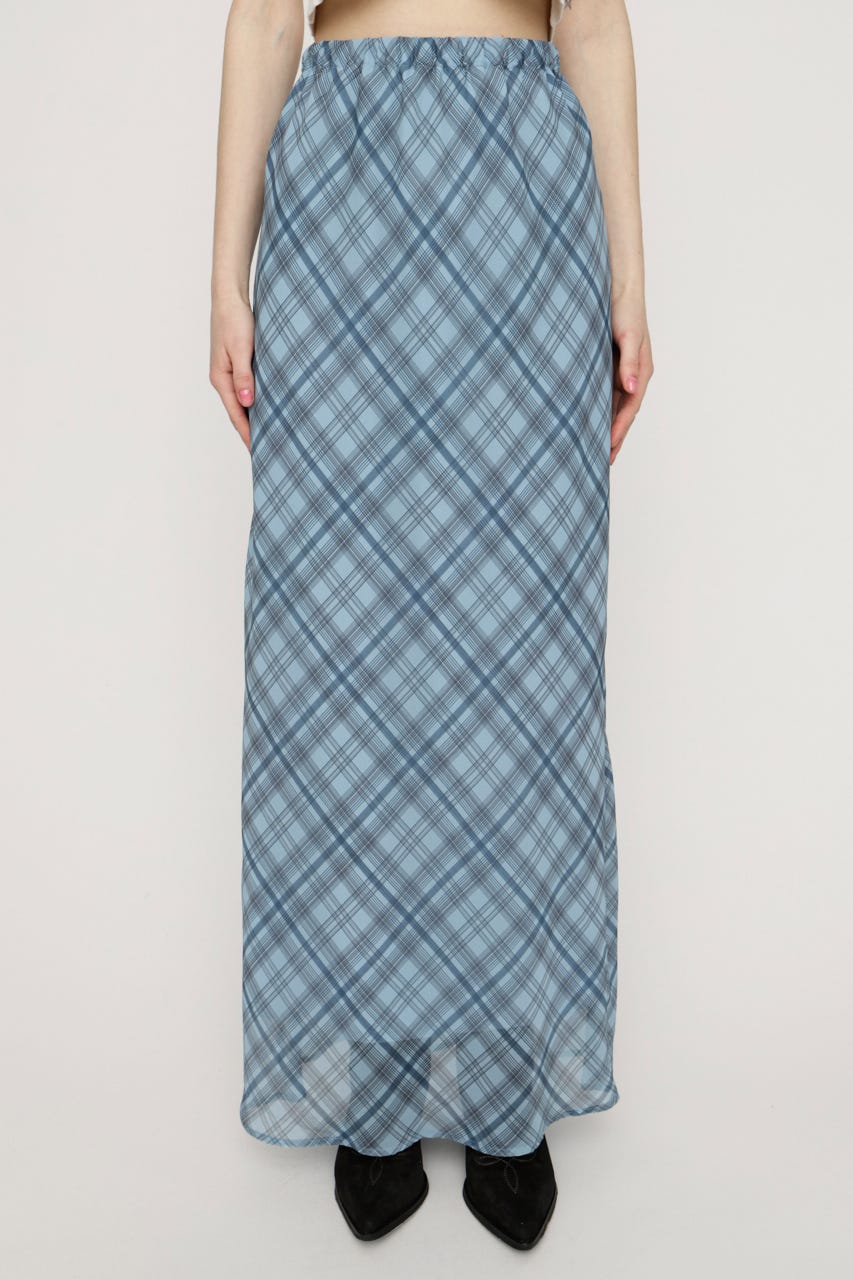 SHEER CHECK スカート M/BLU 1