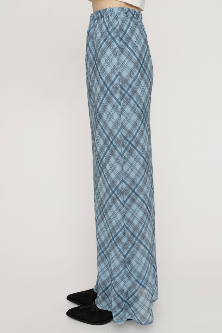 SHEER CHECK スカート M/BLU 1