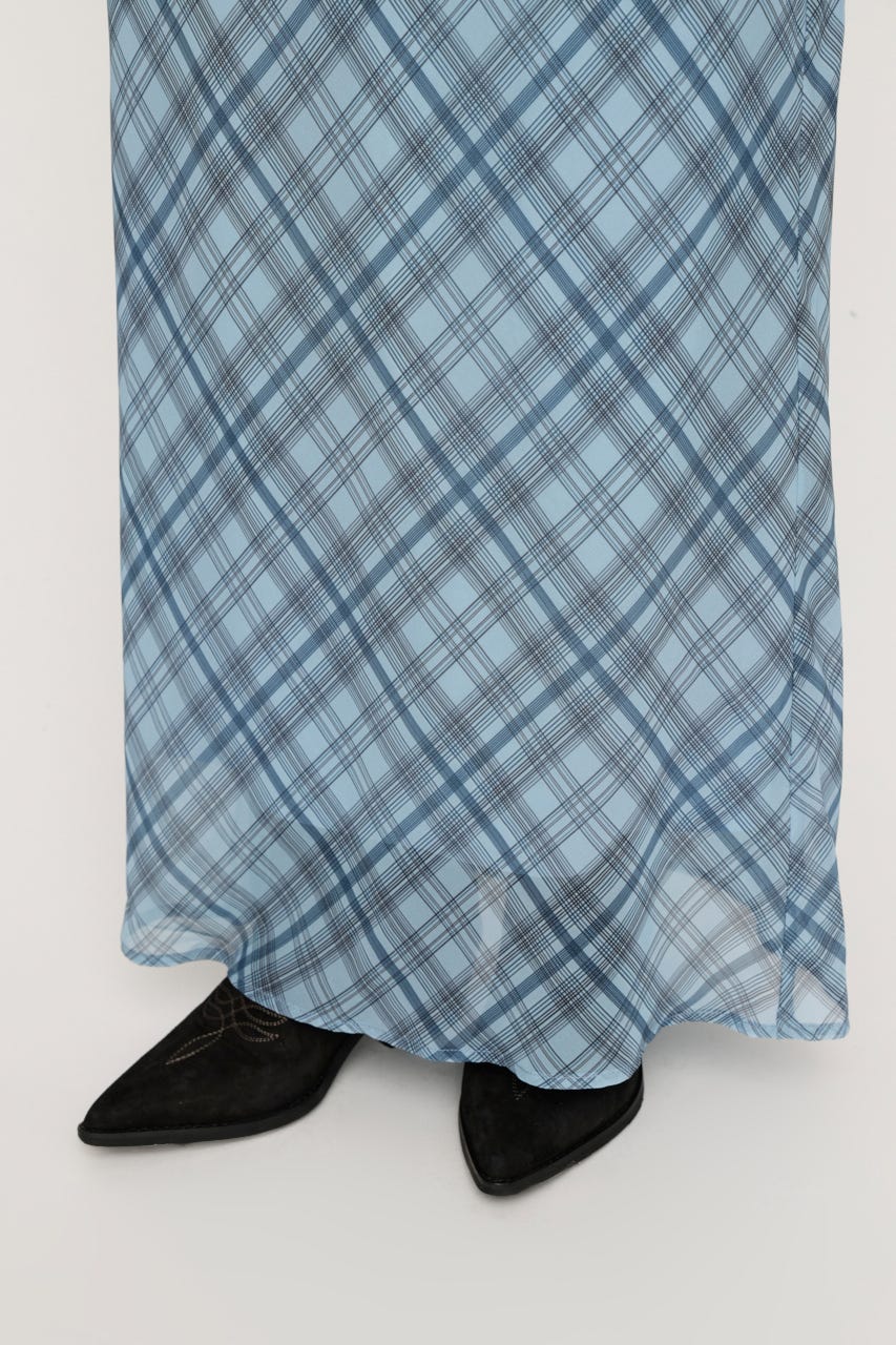 SHEER CHECK スカート M/BLU 1