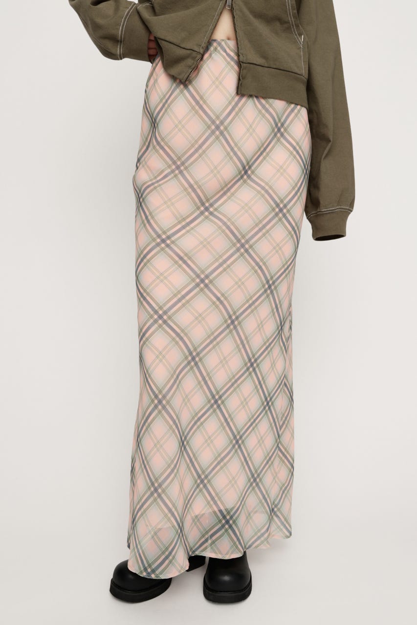 SHEER CHECK スカート M/PNK 2