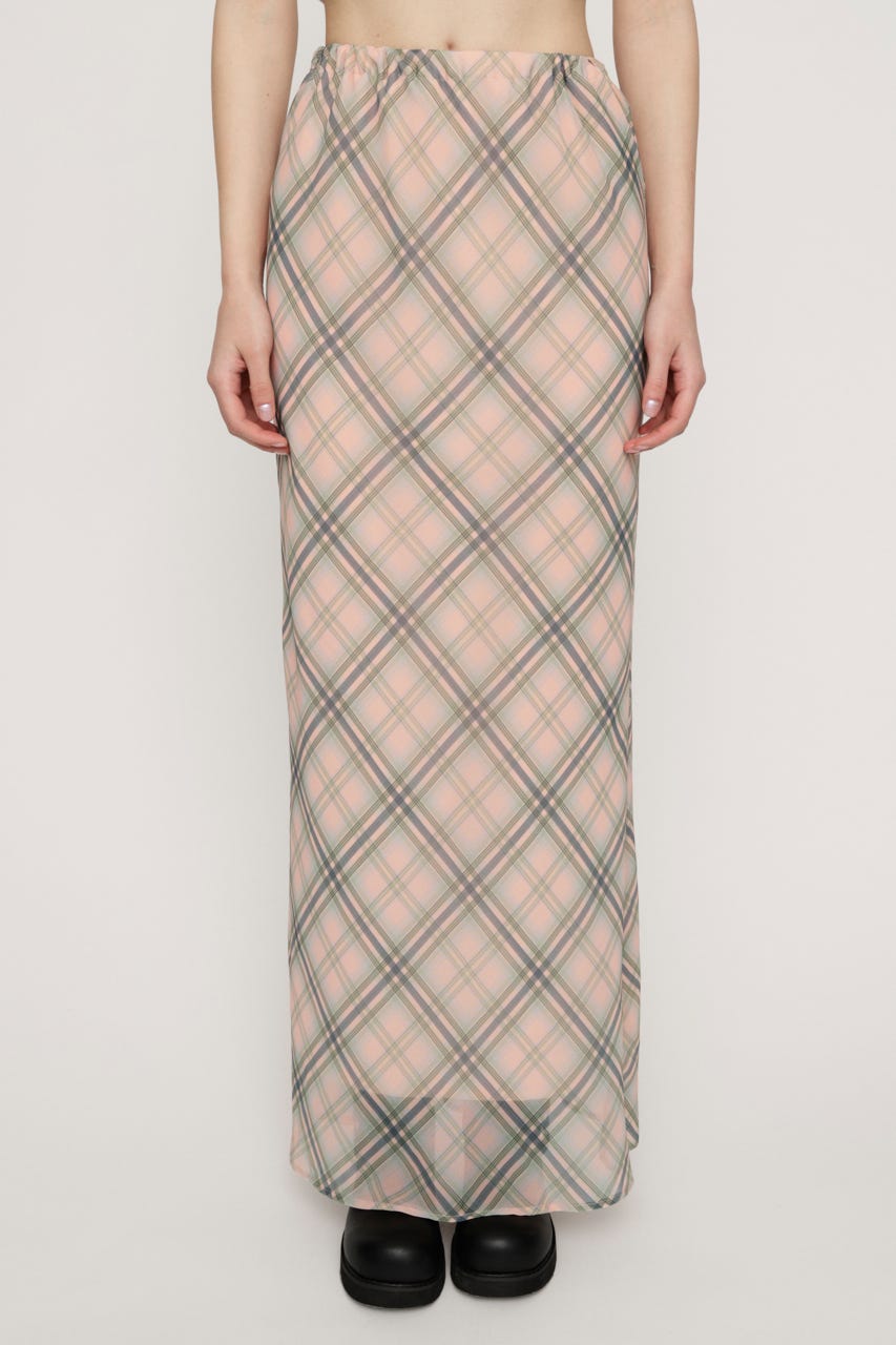 SHEER CHECK スカート M/PNK 2
