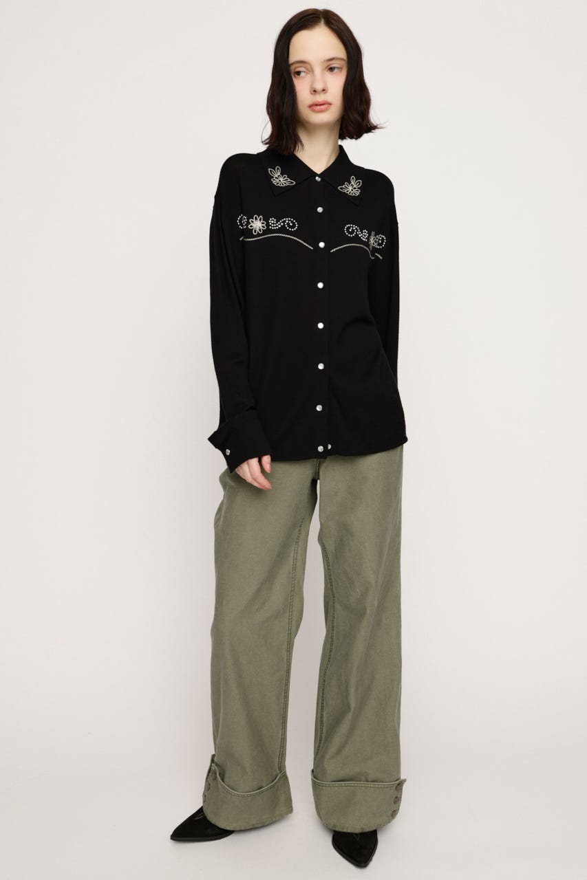 L／W STUDDED FLARE パンツ KHA 1