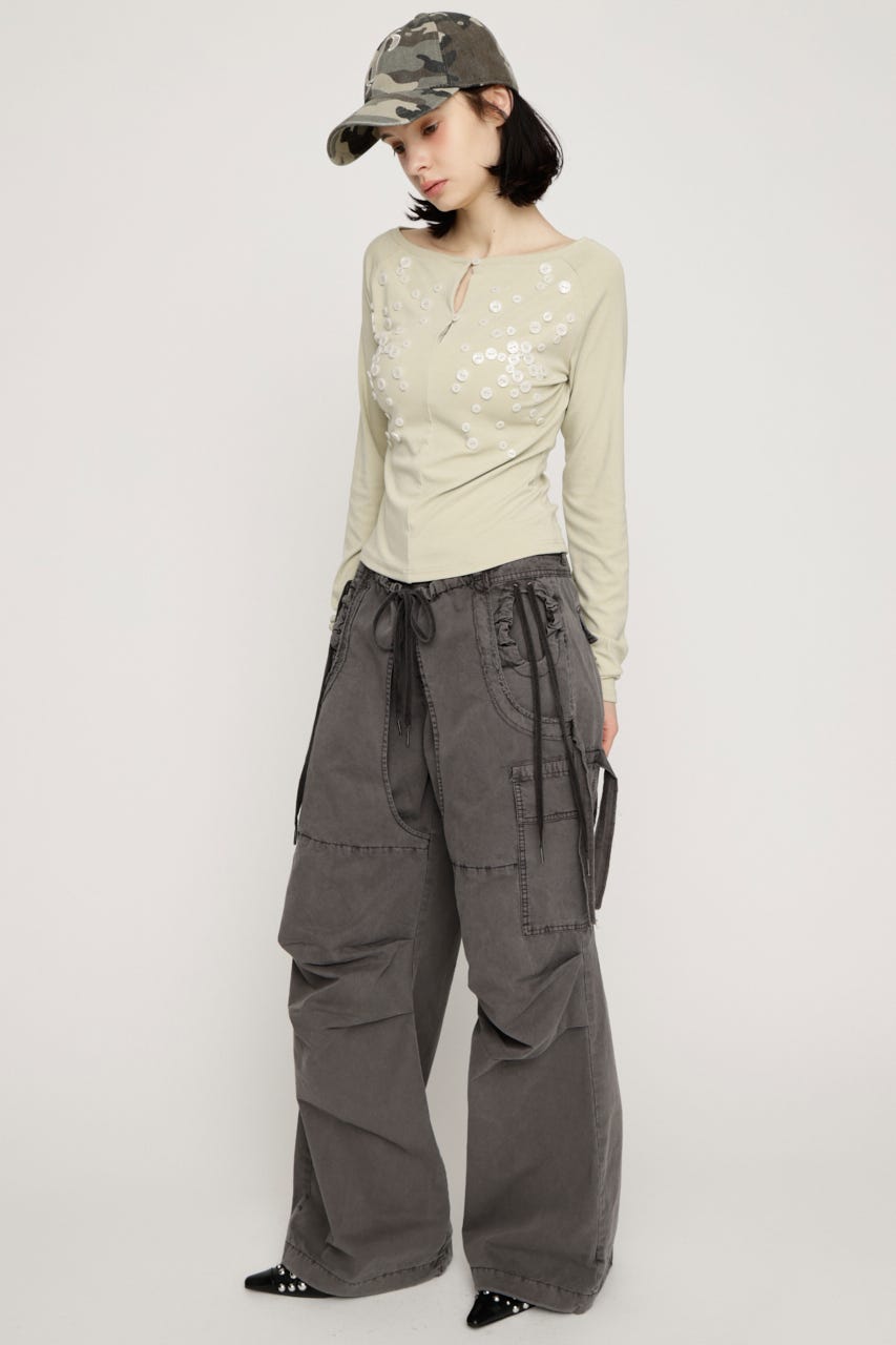 TUCK WIDE WOVEN パンツ L/BLK 1