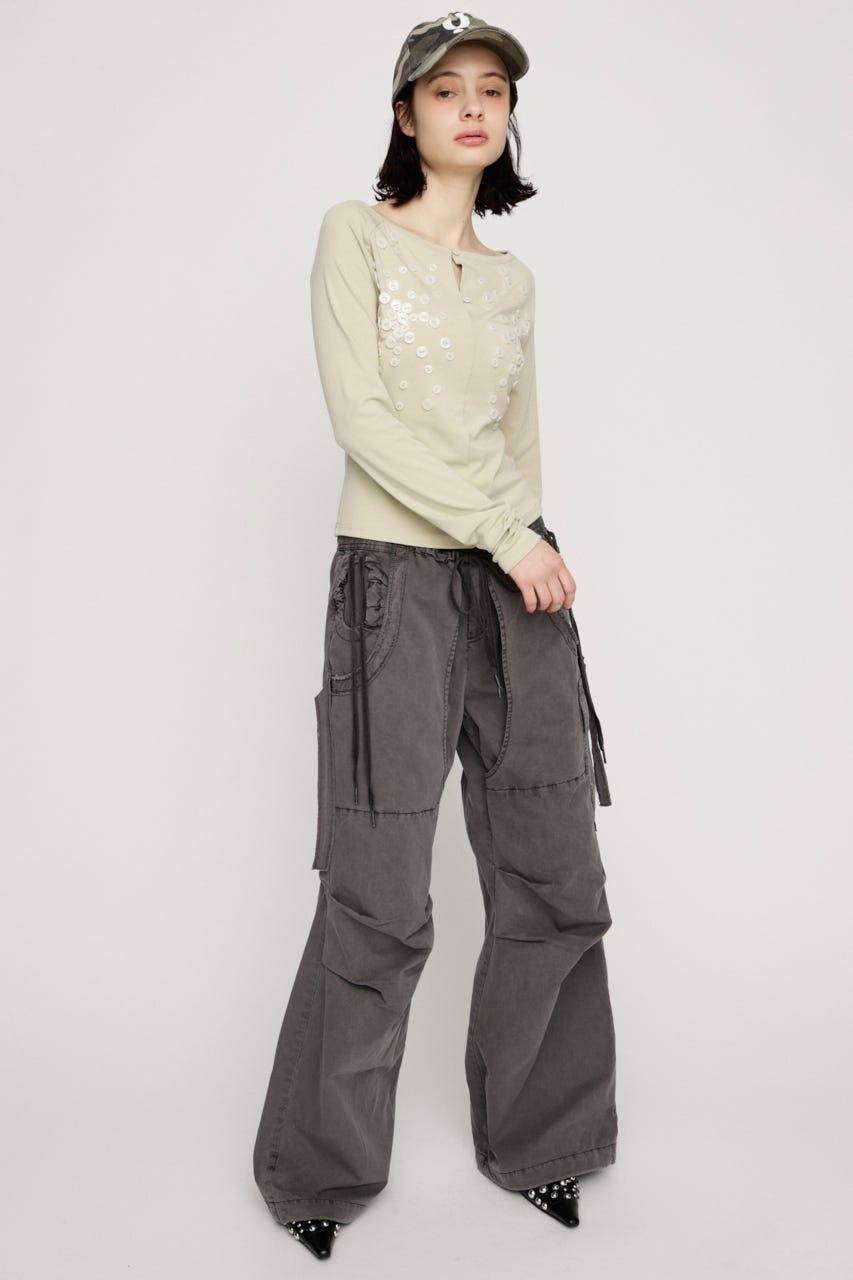 TUCK WIDE WOVEN パンツ L/BLK 1