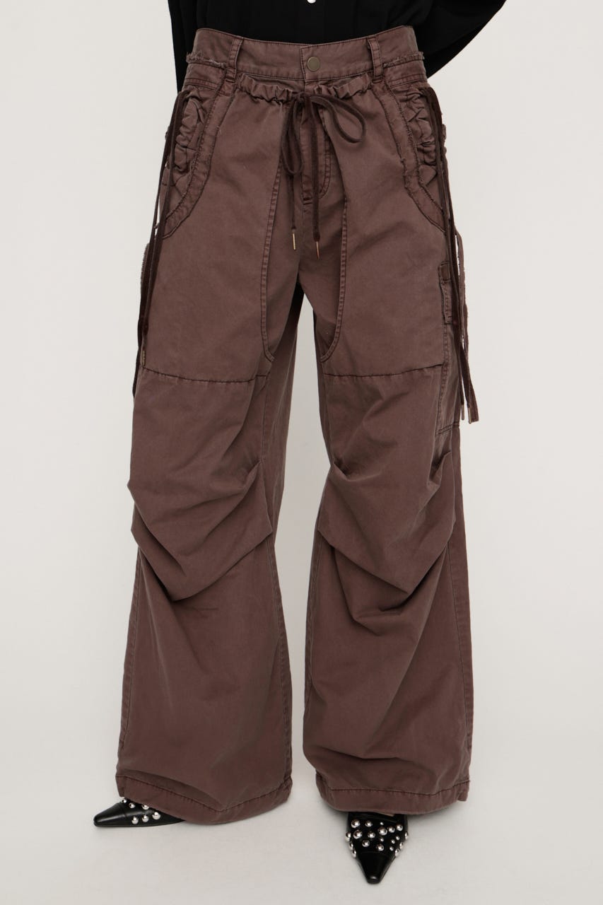 TUCK WIDE WOVEN パンツ L/BRN 1
