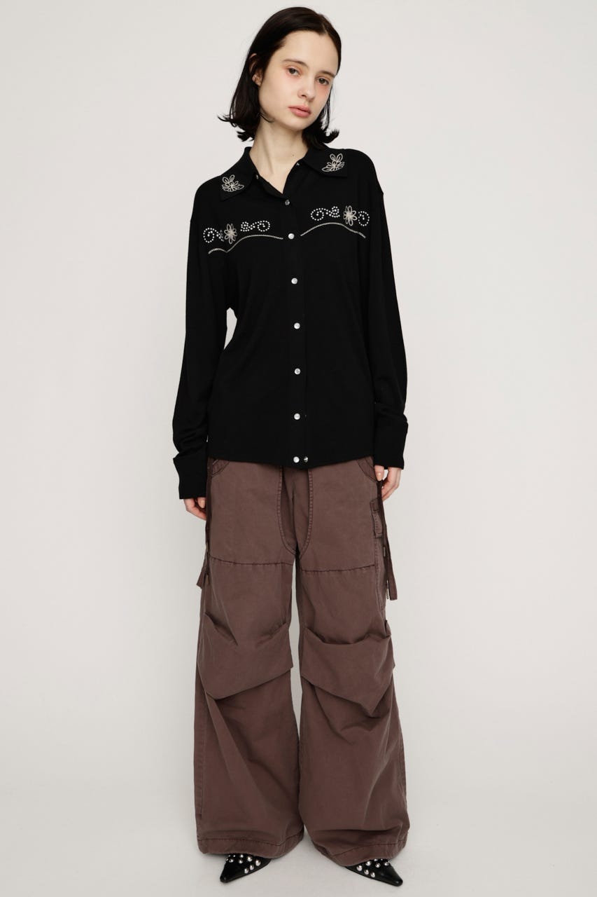 TUCK WIDE WOVEN パンツ L/BRN 1