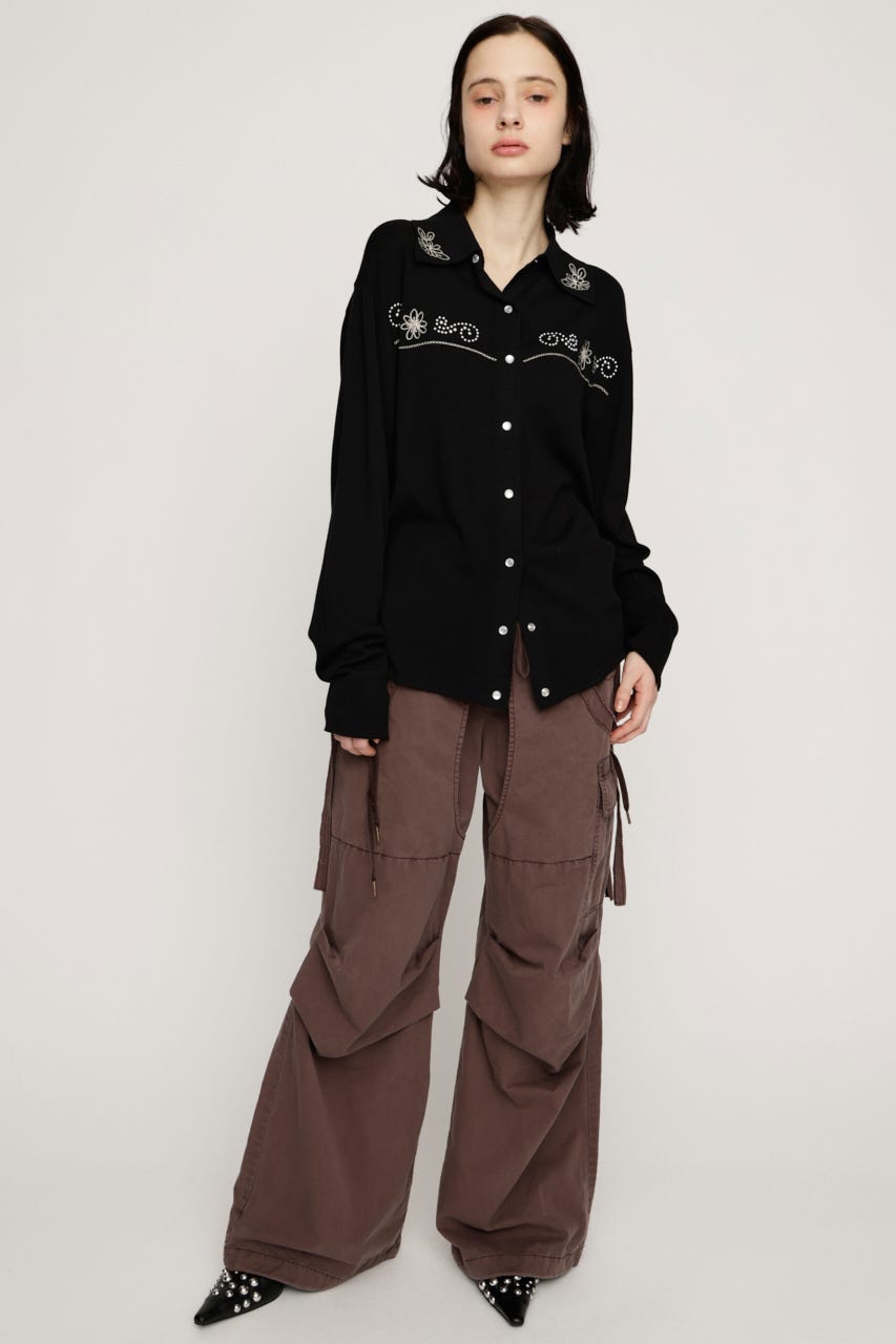 TUCK WIDE WOVEN パンツ L/BRN 1