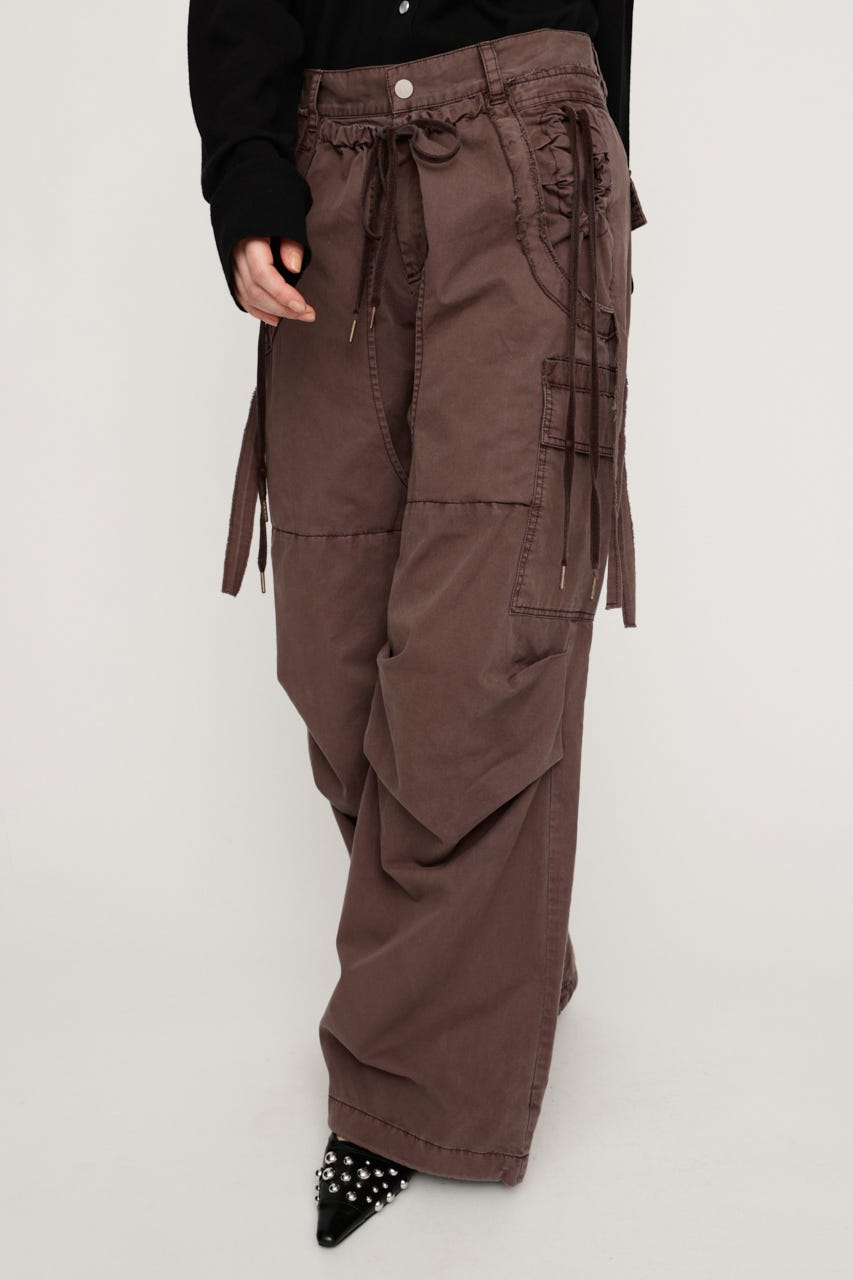 TUCK WIDE WOVEN パンツ L/BRN 1