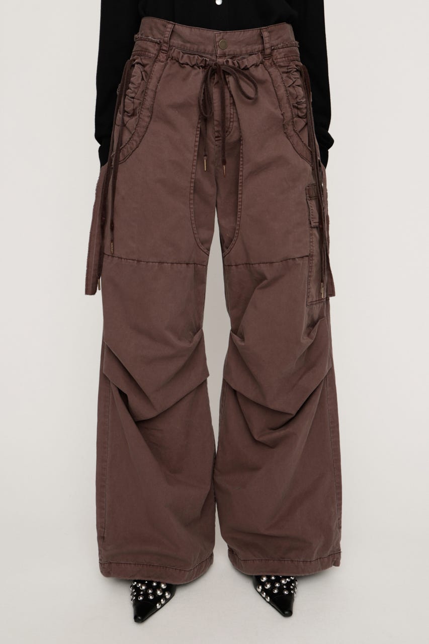 TUCK WIDE WOVEN パンツ L/BRN 1