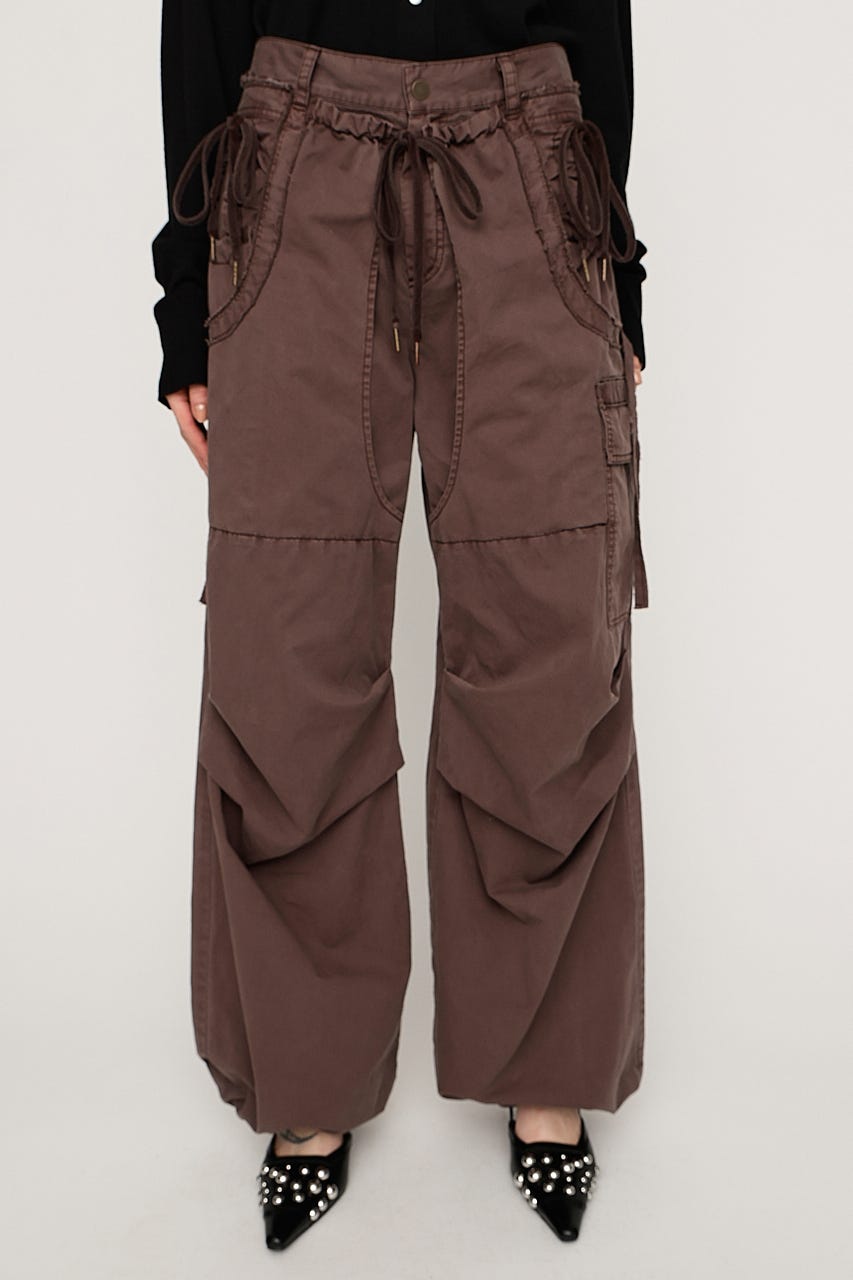 TUCK WIDE WOVEN パンツ L/BRN 1