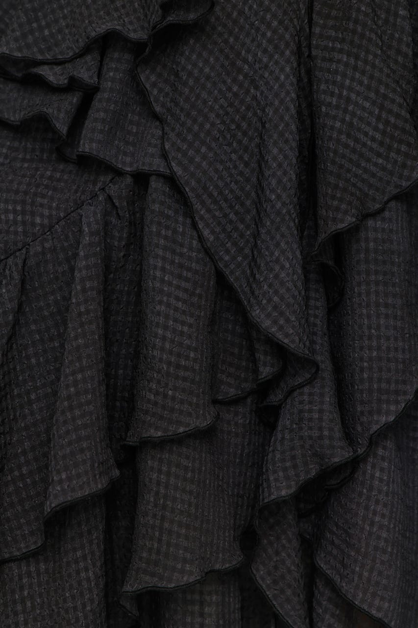 【1BUY5％OFF】LAYERE SHEER FLARE ロングスカート BLK FREE