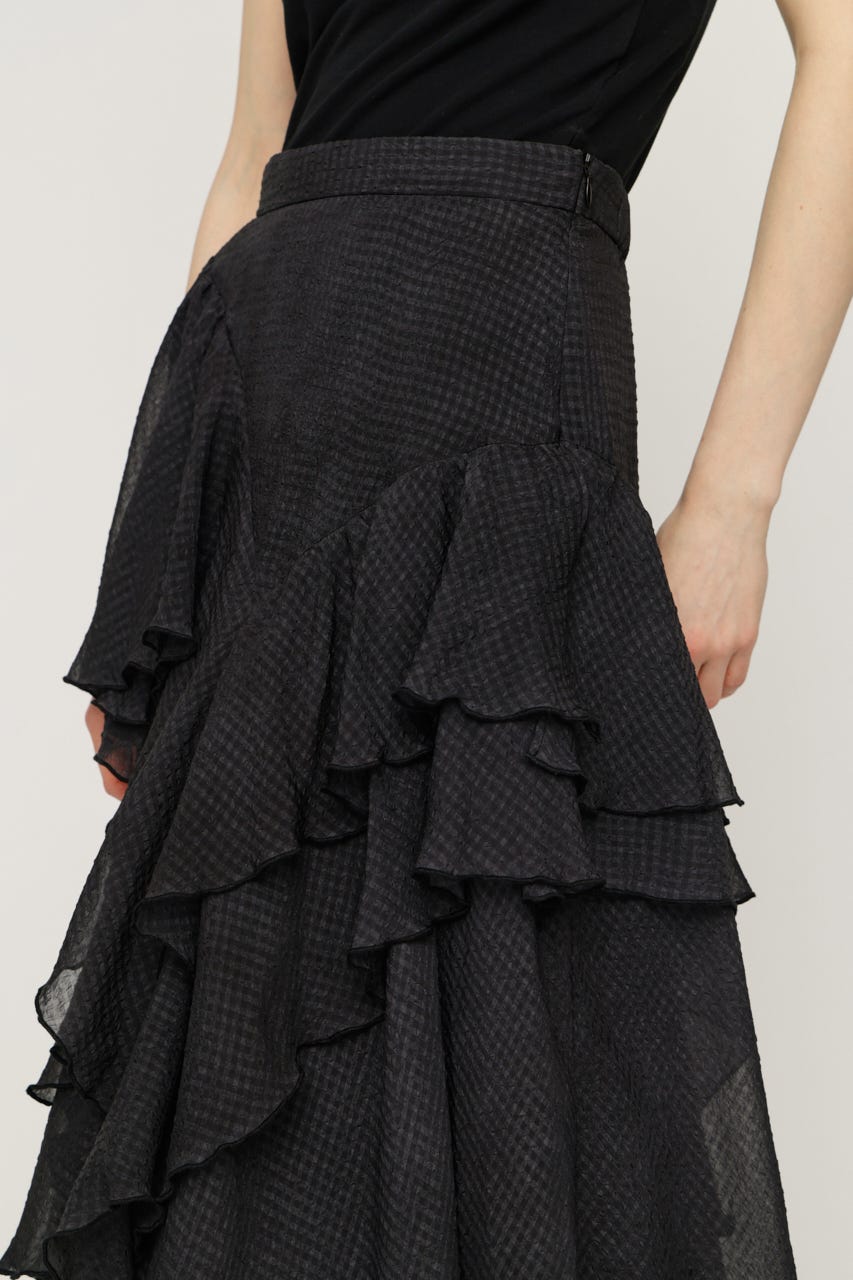 【1BUY5％OFF】LAYERE SHEER FLARE ロングスカート BLK FREE