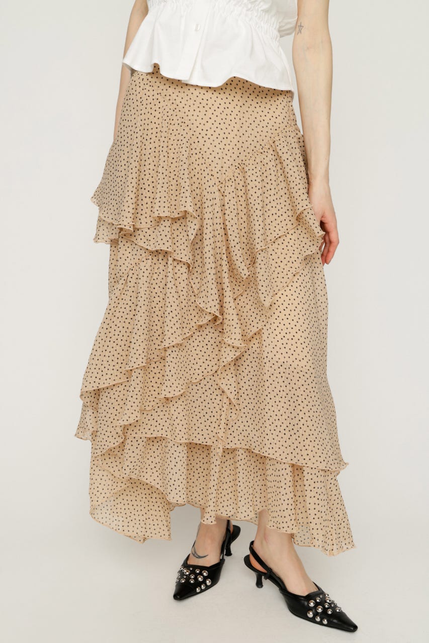 【1BUY5％OFF】LAYERE SHEER FLARE ロングスカート M/BEG FREE