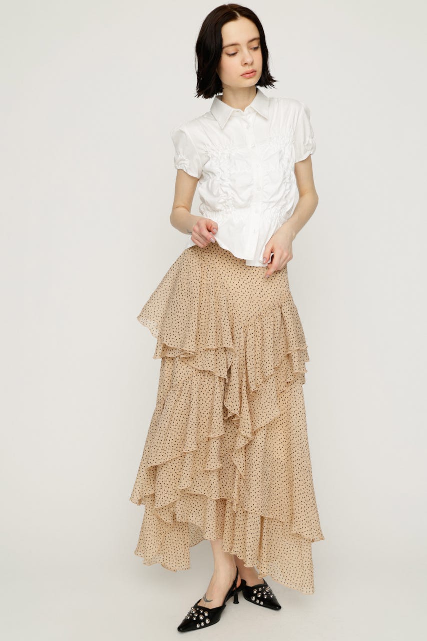 【1BUY5％OFF】LAYERE SHEER FLARE ロングスカート M/BEG FREE