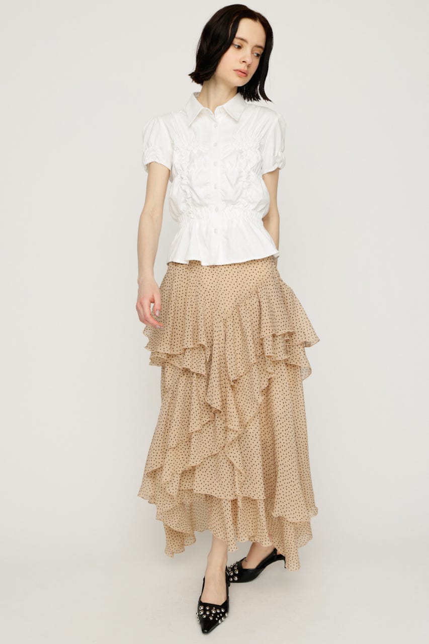 【1BUY5％OFF】LAYERE SHEER FLARE ロングスカート M/BEG FREE