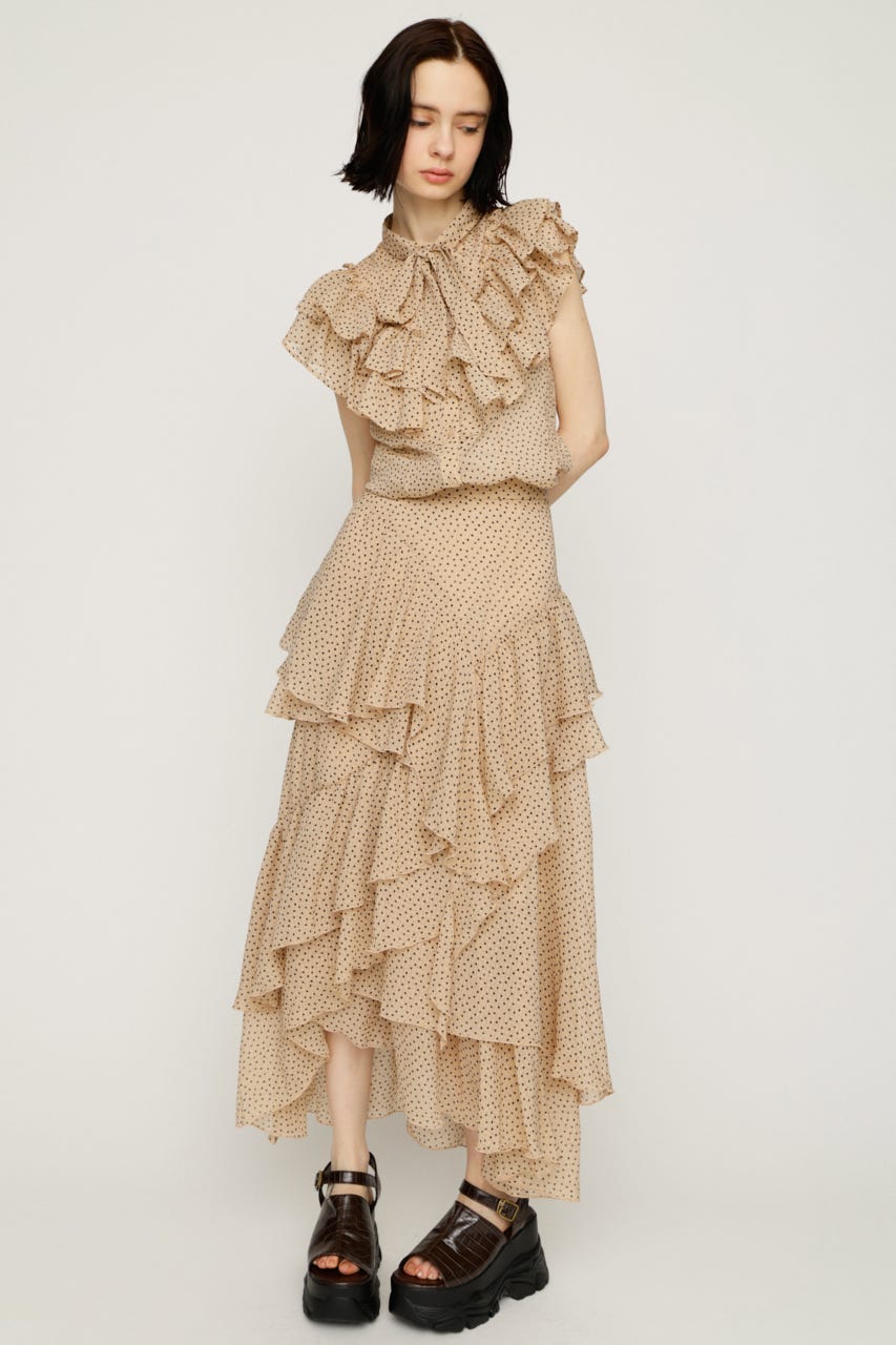 【1BUY5％OFF】LAYERE SHEER FLARE ロングスカート M/BEG FREE