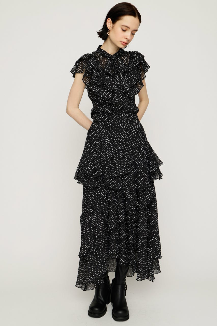 【1BUY5％OFF】LAYERE SHEER FLARE ロングスカート M/BLK FREE