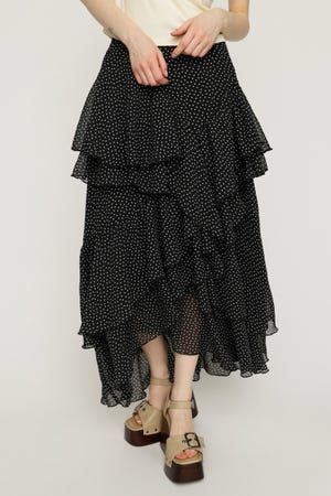【1BUY5％OFF】LAYERE SHEER FLARE ロングスカート