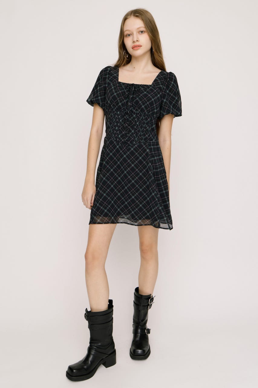 【SNSで話題！】FRONT BUTTON TUCKED MINI ドレス M/BLK 2