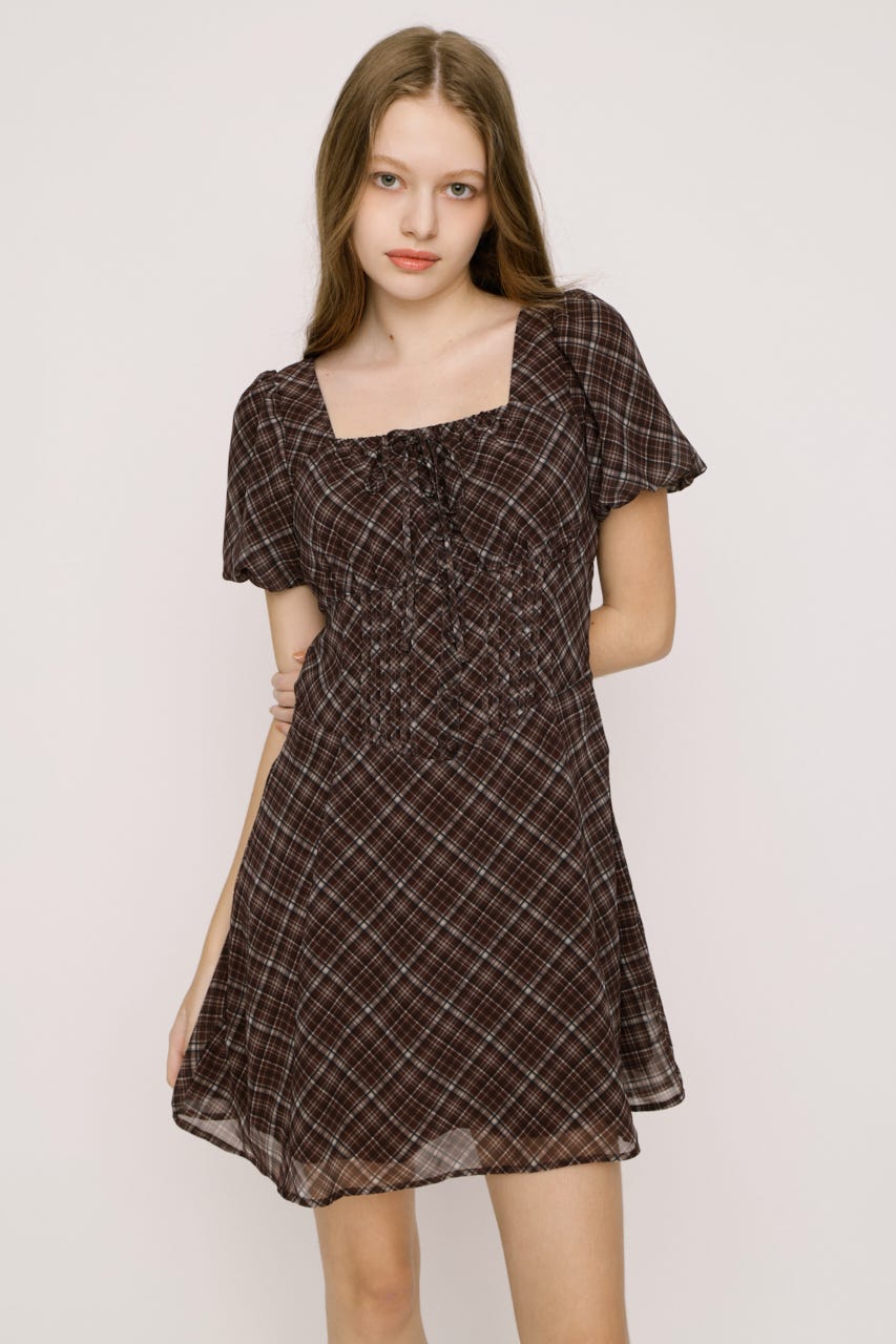 【SNSで話題！】【LIMITED ITEM】FRONT BUTTON TUCKED MINI ドレス M/BRN 2