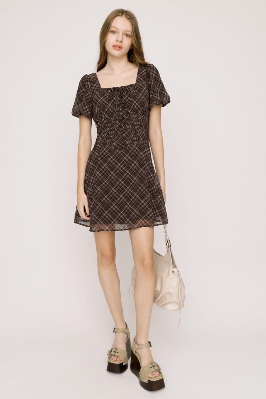 【SNSで話題！】【LIMITED ITEM】FRONT BUTTON TUCKED MINI ドレス M/BRN 2