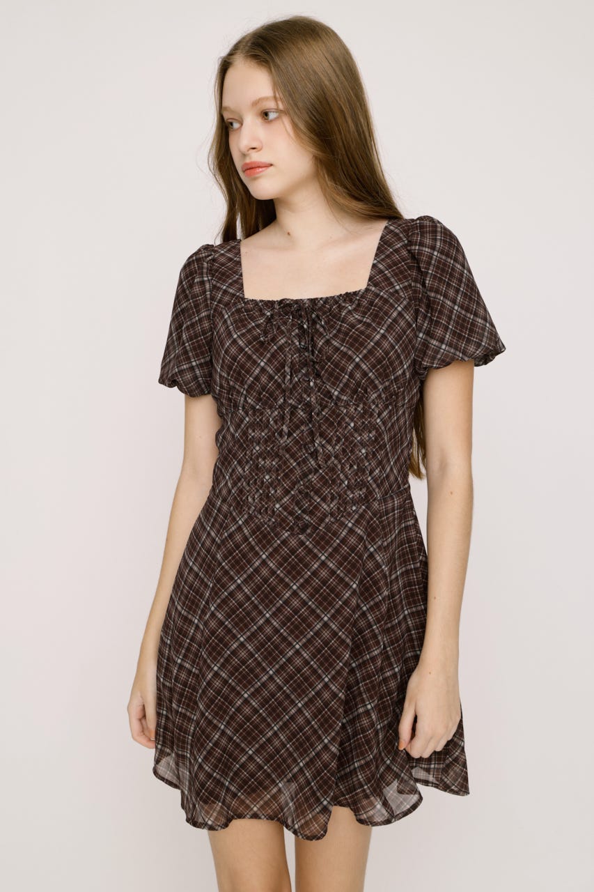 【SNSで話題！】【LIMITED ITEM】FRONT BUTTON TUCKED MINI ドレス M/BRN 2