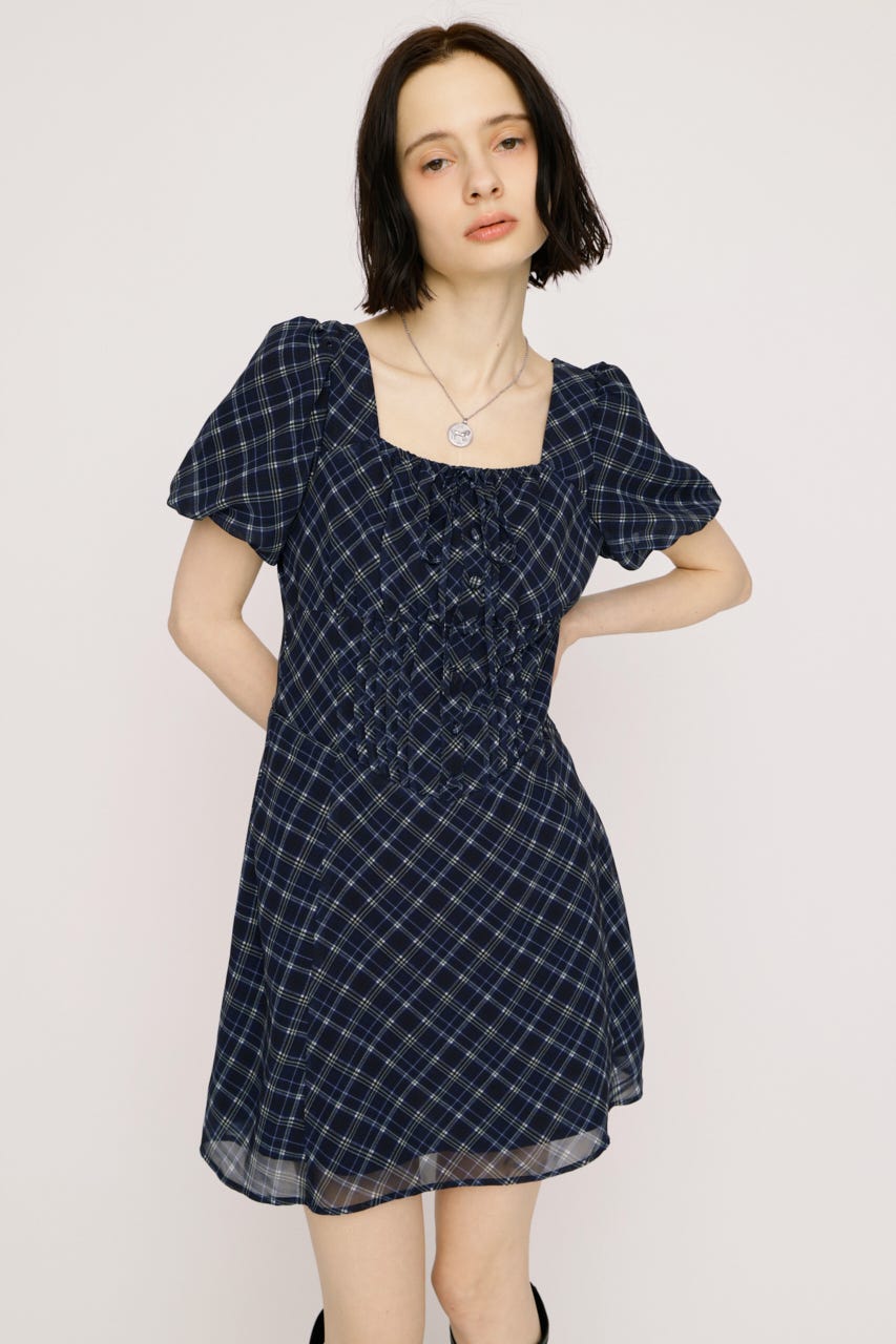 【SNSで話題！】FRONT BUTTON TUCKED MINI ドレス M/NVY 2