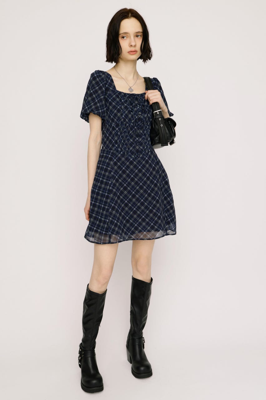 【SNSで話題！】FRONT BUTTON TUCKED MINI ドレス M/NVY 2