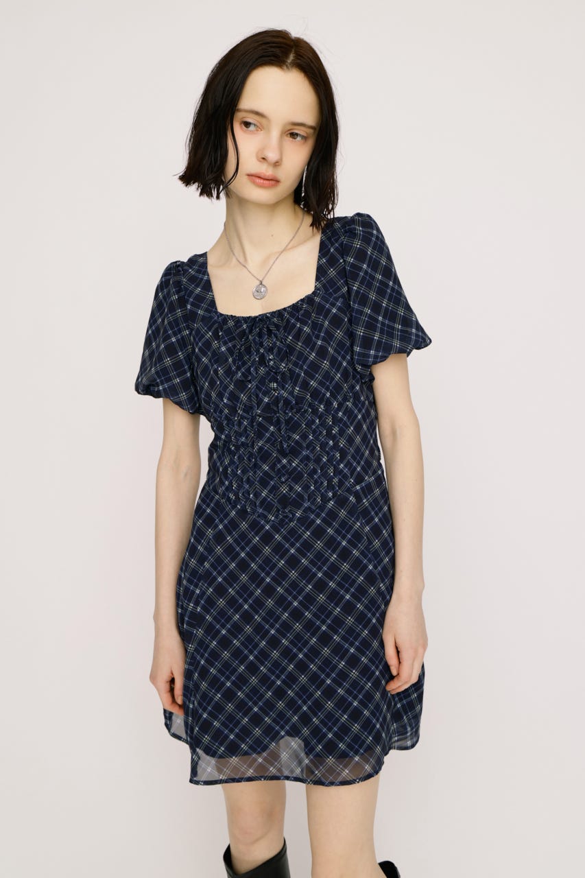 【SNSで話題！】FRONT BUTTON TUCKED MINI ドレス M/NVY 2