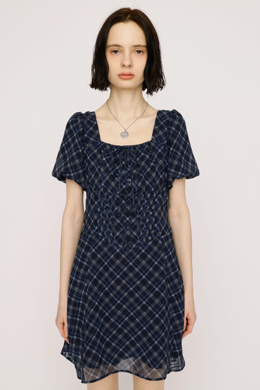 【SNSで話題！】FRONT BUTTON TUCKED MINI ドレス M/NVY 2