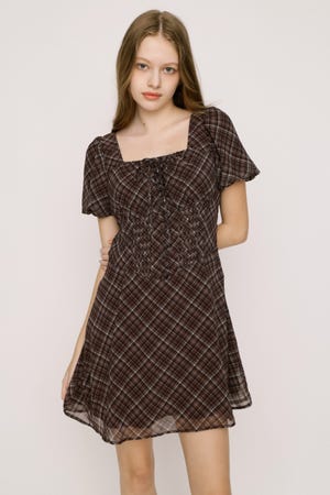 【SNSで話題！】【LIMITED ITEM】FRONT BUTTON TUCKED MINI ドレス