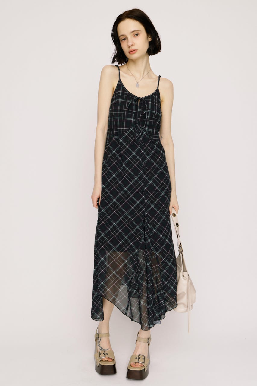 【SNSで話題！】HANDKERCHIEF HEM CAMI ドレス M/BLK FREE