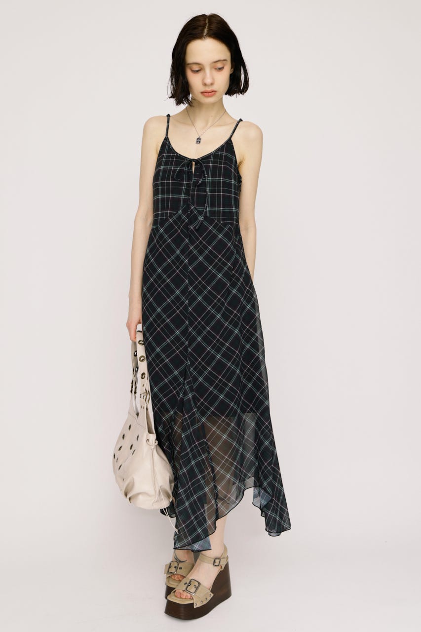 【SNSで話題！】HANDKERCHIEF HEM CAMI ドレス M/BLK FREE