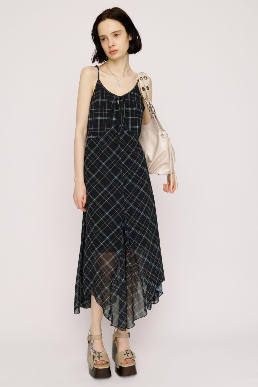 【SNSで話題！】HANDKERCHIEF HEM CAMI ドレス M/BLK FREE