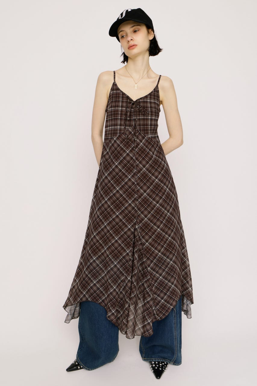 【SNSで話題！】【LIMITED ITEM】HANDKERCHIEF HEM CAMI ドレス M/BRN FREE