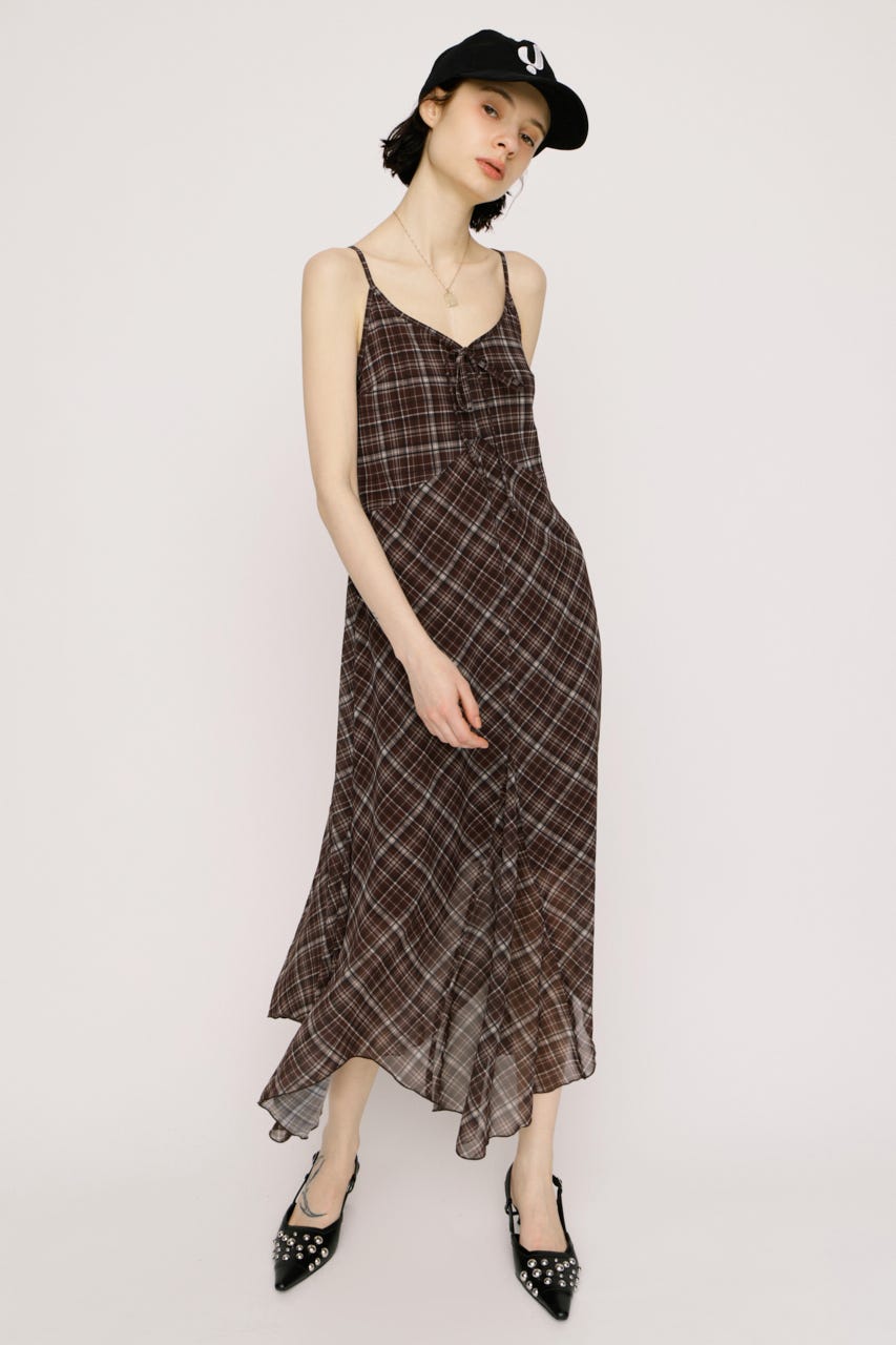 【SNSで話題！】【LIMITED ITEM】HANDKERCHIEF HEM CAMI ドレス M/BRN FREE