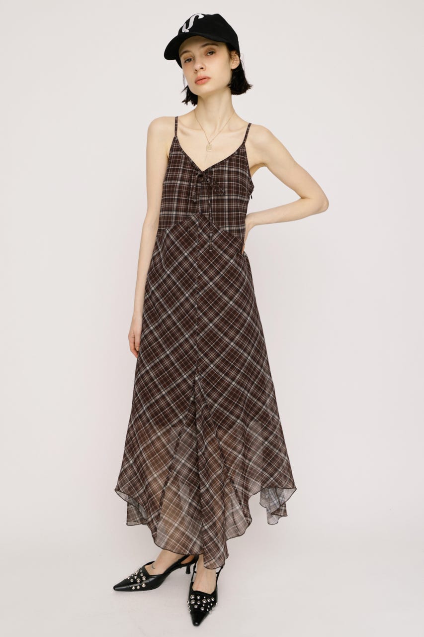 【SNSで話題！】【LIMITED ITEM】HANDKERCHIEF HEM CAMI ドレス M/BRN FREE