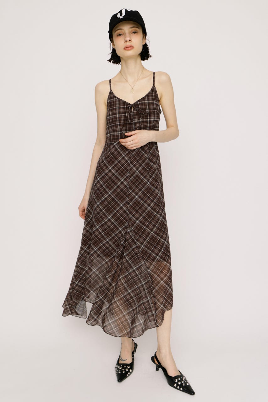 【SNSで話題！】【LIMITED ITEM】HANDKERCHIEF HEM CAMI ドレス M/BRN FREE