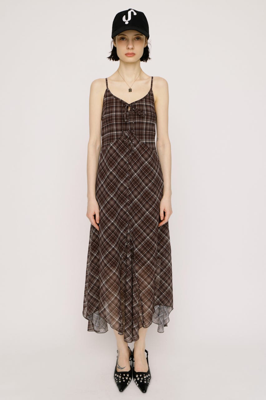 【SNSで話題！】【LIMITED ITEM】HANDKERCHIEF HEM CAMI ドレス M/BRN FREE