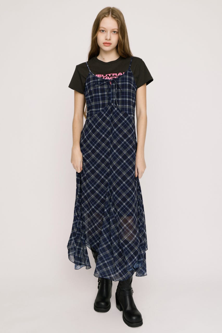 【SNSで話題！】HANDKERCHIEF HEM CAMI ドレス M/NVY FREE